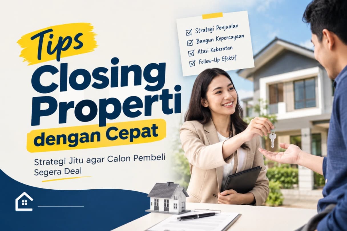 Tips closing properti dengan cepat, menampilkan agen properti menyerahkan kunci rumah kepada calon pembeli dengan judul